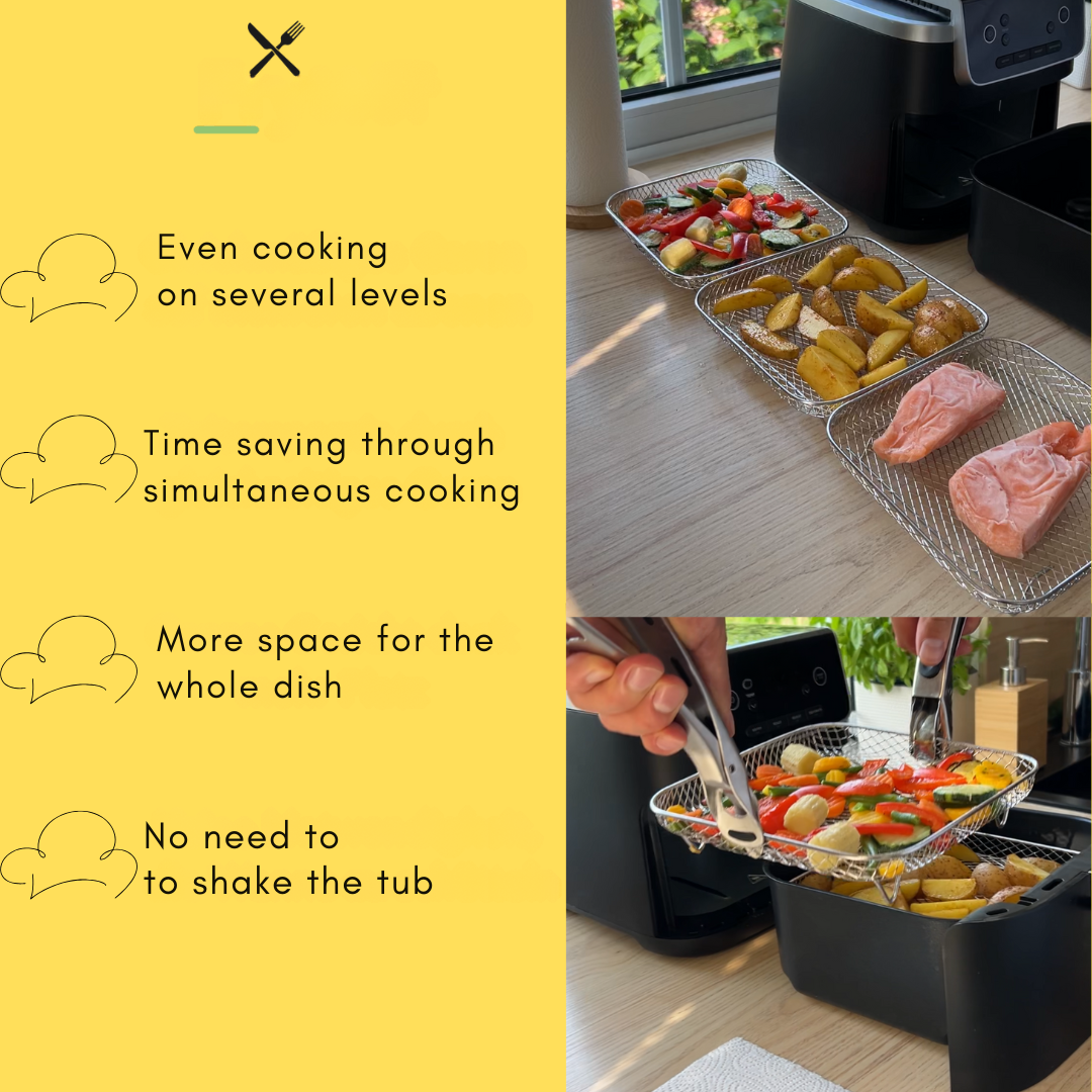 Stablede kurve til ensartet madlavning i luft (x3) 