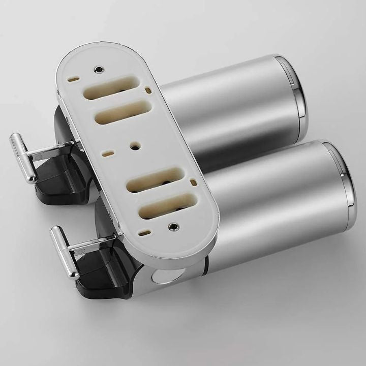 Vegghengt 2-i-1 dispenser for et ryddig bad 