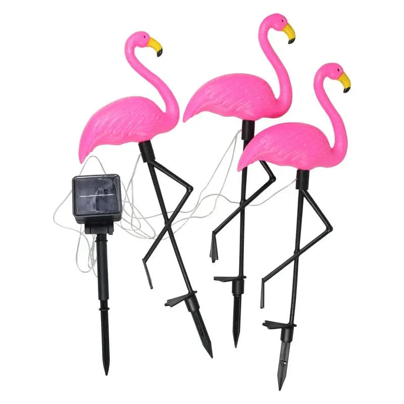 Zonnelamp flamingo Roze – Magische tuin 's nachts 