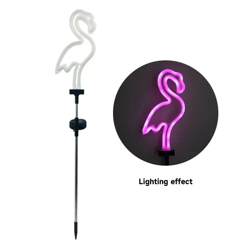 Zonnelamp flamingo Roze – Magische tuin 's nachts 